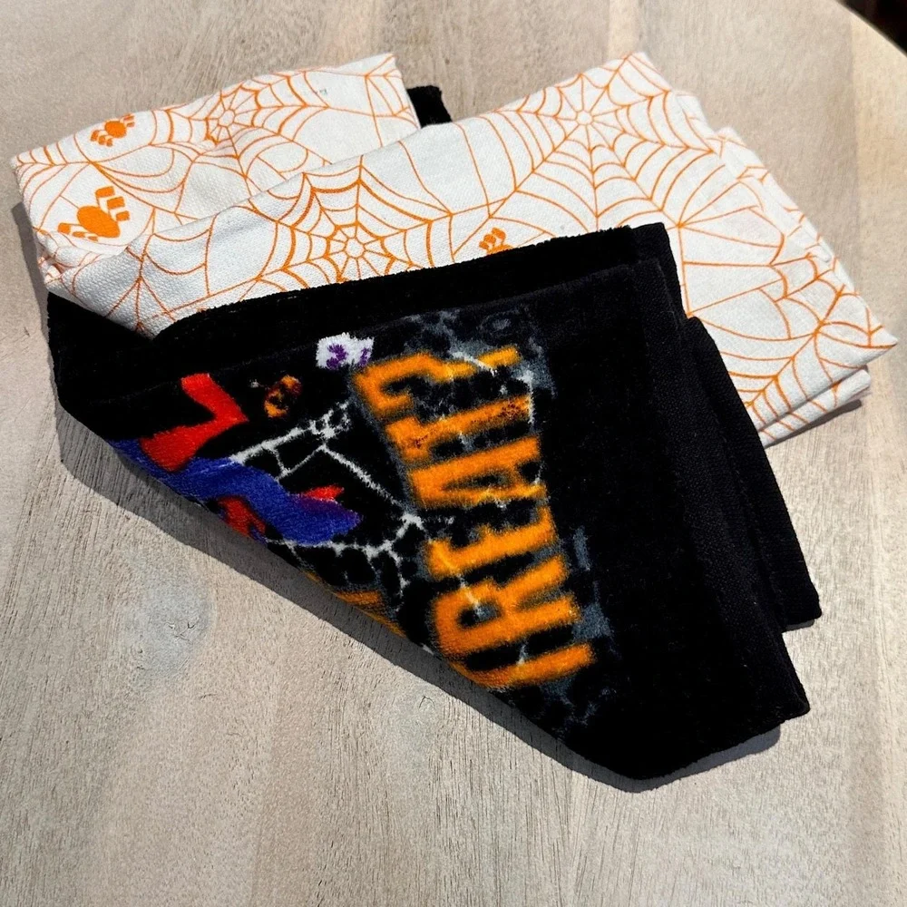 Marvel Spider-Man Halloween Kitchen Towels Set of 2 Thwip or Treat Black White